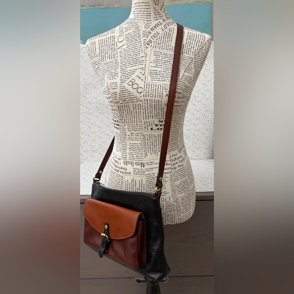 PATRICIA NASH Kirby LEATHER Crossbody Bag  Color Block Purse Velvet Lining